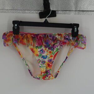 ABS Allen Schwarts Women's Floral Ruffled Bikini Bottom Size Medium